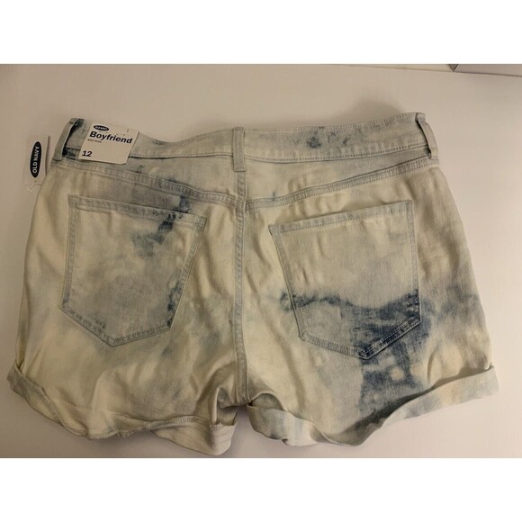 Old Navy Women's Size 12 Blue tie dye Denim Distressed Boyfriend Shorts - Picture 2 of 5
